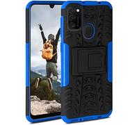 OneFlow Funda acorazada Compatible con el Samsung Galaxy M21. Funda rígida para Exterior a Prueba de Golpes, con Soporte, cámara y Protector de Pantalla, Horizon - Azul
