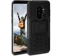 OneFlow Funda acorazada Compatible con el Samsung Galaxy S9 Plus. Funda rígida para Exterior a Prueba de Golpes, con Soporte, cámara y Protector de Pantalla, Obsidian - Negro