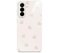 ONEFLOW Funda anti-salpicaduras para Samsung Galaxy A57 5G con patrón de diseño, funda protectora para móvil con protección de cámara, estuche impreso, funda extra delgada, crema beige con corazones