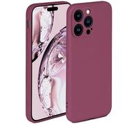 ONEFLOW Funda blanda, Carcasa compatible con Apple iPhone 14 Pro Max funda de silicona con borde elevado para protección de pantalla, doble capa, suave funda de teléfono - ciruela mate