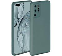 ONEFLOW Funda blanda compatible con el Huawei P40 Pro, funda de silicona con borde elevado para protección de pantalla, doble capa, funda suave para teléfono, color petróleo mate