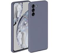 ONEFLOW Funda blanda compatible con el Samsung Galaxy S21 Plus, funda de silicona con borde elevado para protección de pantalla, doble capa, funda suave para teléfono, color azul mate gris