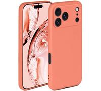 ONEFLOW Funda blanda para iPhone 17 Pro/18 Pro, funda de silicona con protector de cámara, funda de silicona con protección elevada para la pantalla, carcasa trasera blanda, coral