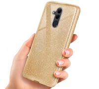 OneFlow Funda con Purpurina Compatible con Huawei Mate 20 Lite, Delgada Funda Protectora de Silicona a Prueba de Golpes, con Diamantes de imitación, Brillo - Oro