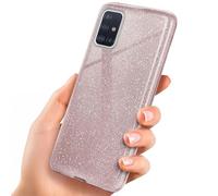 OneFlow Funda con Purpurina Compatible con Samsung Galaxy A51, Delgada Funda Protectora de Silicona a Prueba de Golpes, con Diamantes de imitación, Brillo - Rosado