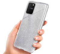 OneFlow Funda con Purpurina Compatible con Samsung Galaxy S10 Lite, Delgada Funda Protectora de Silicona a Prueba de Golpes, con Diamantes de imitación, Sparkle - Plata