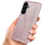 ONEFLOW Funda con purpurina para Samsung Galaxy A56 5G con purpurina con protección para cámara, elegante funda brillante de TPU para mujer, funda con purpurina compatible con Qi, color rosa