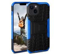 ONEFLOW Funda de depósito compatible con Apple iPhone 14 Plus - Funda exterior a prueba de golpes, funda con soporte, cámara y protector de pantalla, funda rígida, color azul