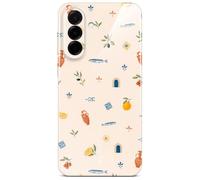 ONEFLOW Funda de salpicaduras para Samsung Galaxy A57 5G con diseño de patrón, funda protectora para móvil con protección de cámara, estuche estampado, extra delgada, color crema azul naranja