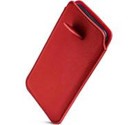 ONEFLOW Funda delgada con función de extracción compatible con Motorola Moto G54 5G | Forro interior de microfibra premium + lengüeta de tracción resistente, color rojo oscuro