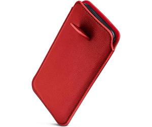 ONEFLOW Funda delgada con función de extracción compatible con Motorola Moto G54 5G | Forro interior de microfibra premium + lengüeta de tracción resistente, color rojo oscuro