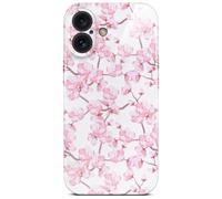ONEFLOW Funda para iPhone 16 con diseño floral, diseño de flores, con protección para cámara, carcasa rígida fina, diseño de flores de cerezo