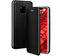 OneFlow Funda para teléfono móvil Compatible con el Huawei Mate 20 Pro. Funda Plegable con Ranura para Tarjeta, Funda Protectora de Silicona con Tapa, con Aspecto de Cuero, Negro