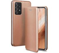 ONEFLOW Funda para teléfono móvil compatible con el Samsung Galaxy A52 / A52s 5G. Funda plegable con ranura para tarjeta, funda protectora de silicona con tapa, con aspecto de cuero, Oro Rosa