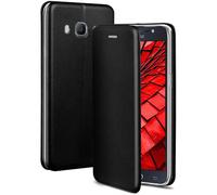 OneFlow Funda para teléfono móvil Compatible con el Samsung Galaxy J5 (2016). Funda Plegable con Ranura para Tarjeta, Funda Protectora de Silicona con Tapa, con Aspecto de Cuero, Negro