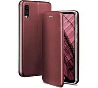 ONEFLOW Funda para teléfono móvil Compatible con el ZTE Blade A5 2020. Funda Plegable con Ranura para Tarjeta, Funda Protectora de Silicona con Tapa, con Aspecto de Cuero, Rojo Vino