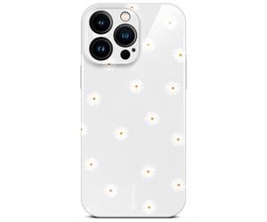 ONEFLOW Funda Splash para iPhone 15 Pro Max con diseño de estampado, estuche de diseñador con protección para la cámara, estuche duro impreso, funda delgada para teléfono, pequeños margaritas