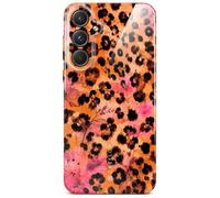 ONEFLOW Funda Splash para Samsung Galaxy A55 5G con diseño de patrón, funda protectora para móvil con protección para la cámara, estuche impreso extra delgado, estampado de flores en leopardo, marrón