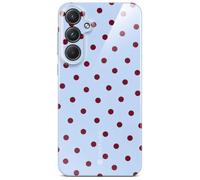 ONEFLOW Funda Splash para Samsung Galaxy A55 5G con patrón de diseño, funda protectora para móvil con protección de cámara, estuche impreso, funda extra delgada, azul claro con puntos rojos de lunares