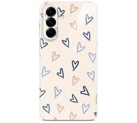 ONEFLOW Funda Splash para Samsung Galaxy A56 5G con diseño estampado, funda protectora con protección de cámara, estuche impreso extra delgado, doodle crema azul con corazones