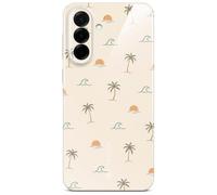 ONEFLOW Funda Splash para Samsung Galaxy A57 5G con diseño estampado, funda protectora para móvil con protección de cámara, estuche impreso, funda extra delgada, color crema verde azul palmeras