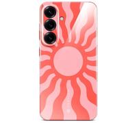 ONEFLOW Funda Splash para Samsung Galaxy S25 con patrón de diseño, funda protectora con protección para la cámara, estuche extra delgado con impresión, Rosa Rojo Motivo Solar