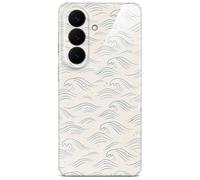ONEFLOW Funda Splash para Samsung Galaxy S26 con diseño de patrón, funda protectora para móvil con protección de cámara, estuche impreso extra delgado, crema azul con ondas