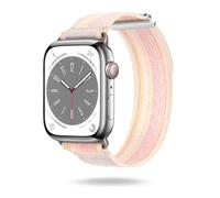 ONEFLOW Nomad Strap Kompatibel mit Apple Watch SE 3 (44mm) Armband Outdoor aus Nylon Stoff, Sportarmband mit Klettverschluss, Textil iWatch Armbänder Damen Herren Sport, Blush Horizon