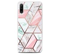 ONEFLOW Sense Funda para teléfono móvil compatible con Huawei P30 Lite/P30 Lite New, funda de aspecto mármol, con protector de cámara y pantalla, blanco brillante, Joy