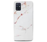 ONEFLOW Sense Funda para teléfono móvil compatible con Samsung Galaxy A51, funda de aspecto mármol, con protector de cámara y pantalla, blanco brillante, Emotion