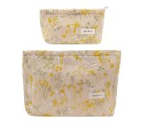 ONEGenug 2 Piezas Pequeño Neceser de Maquillaje Vanity y Bolsas de Maquillaje para Mujeres y Niñas Organizador de Bolsas de Maquillaje para Mujeres para un Regalo de Viaje, A-amarillo.