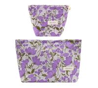 ONEGenug Neceser pequeño 2 unidades bolsa de maquillaje mujer niña bolsa de maquillaje organizador para viaje regalo, A-lila, Simple bolsa cosmética