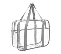 ONEGenug Neceser transparente de viaje, bolsa de aseo de PVC, organizador de viaje, bolso impermeable, bolso de viaje, bolso de viaje, bolso de mamá, 36 cm x 15 cm x 28 cm, gris