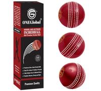 ONEGlobal Practice Cricket Ball | Pelota de Críquet de Entrenamiento de Goma Flexible y Segura | con Costura y Núcleo para Bounce, Swing & Spin | Ideal para el Desarrollo de Habilidades (3-Rojo)