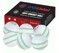ONEGlobal Practice Cricket Ball | Pelota de Críquet de Entrenamiento de Goma Flexible y Segura | Con Costura y Núcleo para Bounce, Swing & Spin | Ideal para el Desarrollo de Habilidades (Paquete de 6)