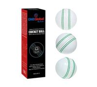 ONEGlobal Practice Cricket Ball | Pelota de Críquet de Entrenamiento de Goma Flexible y Segura | con Costura y Núcleo para Bounce, Swing & Spin | Ideal para el Desarrollo de Habilidades (3-Blanco)