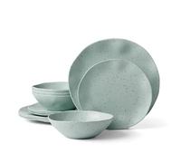 Oneida Mint Terrazzo - Juego de vajilla de melamina de 12 piezas, 5.5 libras, artículos esenciales para el dormitorio, primer apartamento