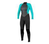 O'Neill Reactor-2 - Traje de Neopreno Completo con Cremallera Trasera de 3/2 mm para Mujer, Negro/Aguamarina, Talla 14