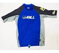 O'Neill Wetsuits Youth Skins Rashguard de Manga Corta, Cuello Redondo, Azul/Plata/carbón, Talla 40