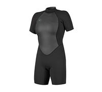 O'Neill Women's Reactor-2 2mm Back Zip Short Sleeve Spring Wetsuit, Black/Black, 12