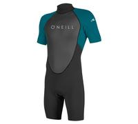 O'Neill Youth Reactor-2 - Traje de neopreno de manga corta con cremallera trasera de 2 mm, ligero calor y flexibilidad para todas las actividades acuáticas, negro/piscina de marea, 16