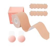 ONEINHE Cinta Adhesiva Pecho, Boob Tape, Cinta Autoadhesiva de Boobtapes, con 5 Pares cubrepezones y 1 par Silicona Reutilizable, Adecuada para Senos Grandes