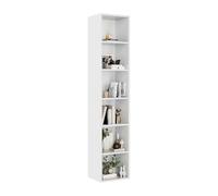 oneinmil Estantería de Libros,Estantería Columna Vertical con 6 Cubos,Estantería,Organizador con Compartimentos,para Oficina,Sala de Estar,Salón,Dormitorio,23.5 x 30 x 181 cm,Blanco