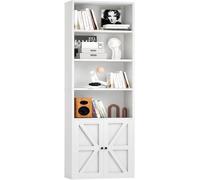 oneinmil Librería Blanca con 2 Puertas de Madera, estantería Alta con 6 Niveles, Armario de Cocina, estantería de pie, para salón, Dormitorio, Oficina, Estudio