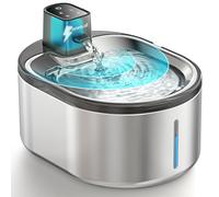 oneisall 4L Fuente de Agua inalámbrica para Gatos, Fuente para Gatos de Acero Inoxidable con Detector de Movimiento, con batería Recargable 3000mAh, Bomba silenciosa