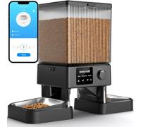 oneisall 5L Comedero Automático Gato 2 Tazones, 5G/2.4G WiFi Máquina de Comida Inteligente para Gatos/Perros, fácil Operación con Control App, con 2 Tazones de Acero Inoxidable, Grabadora de Voz