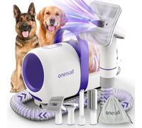 Oneisall Aspirador de pelos animal doméstico con cepillo, Súper poder de succión 12000pa, Aspiradora para perros con botón, 4 cepillos, 1.5L