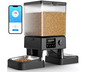 Oneisall Comedero Automático Doble para Gatos y Perros 3.5L con WiFi Control App Programable