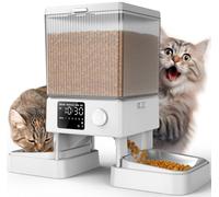 oneisall Comedero automático para 2 Gatos, 20 Tazas/5 l, dispensador automático de Comida Seca (Blanco)