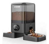 oneisall Comedero automático para Gatos 2 Tazones, 5L Comedero para Gatos con un botón Fácil Operación, dispensador de Comida Seca